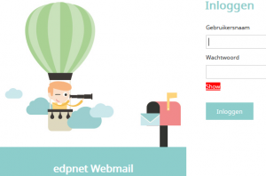 EDPnet webmail inlogscherm